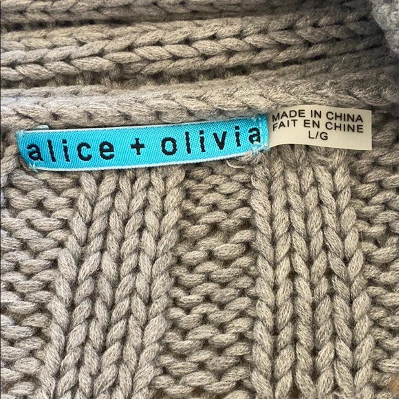 Alice + Olivia Grey CableKnit Cocoon cardigan sz L - Picture 2 of 12